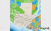 Shaded Relief Map of Guatemala, political outside, shaded relief sea
