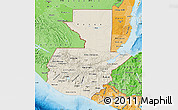 Shaded Relief Map of Guatemala, political shades outside, shaded relief sea