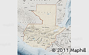 Shaded Relief Map of Guatemala, semi-desaturated