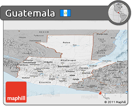 Gray Panoramic Map of Guatemala