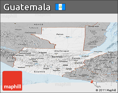 Gray Panoramic Map of Guatemala