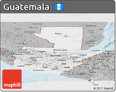 Gray Panoramic Map of Guatemala