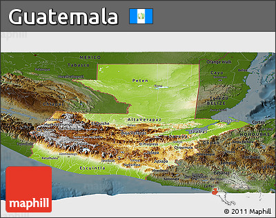 Physical Panoramic Map of Guatemala, darken