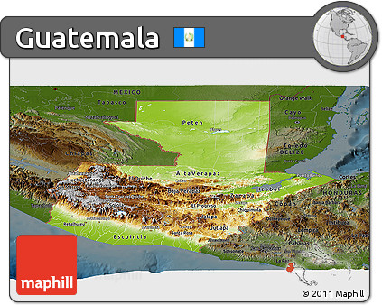 Physical Panoramic Map of Guatemala, darken