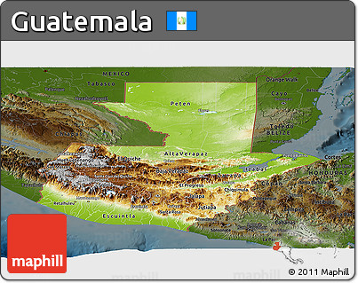 Physical Panoramic Map of Guatemala, darken