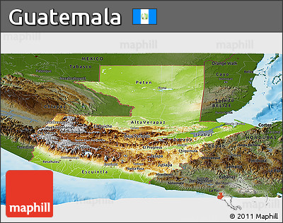 Physical Panoramic Map of Guatemala, darken, land only