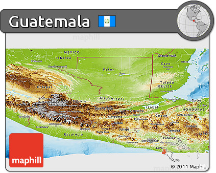 Physical Panoramic Map of Guatemala