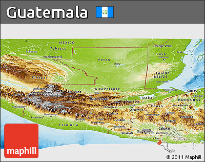 Physical Panoramic Map of Guatemala