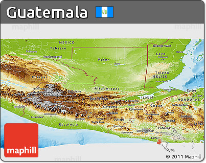 Physical Panoramic Map of Guatemala