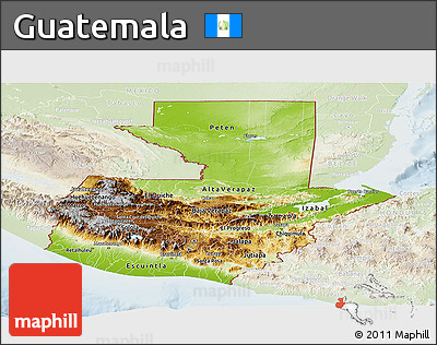 Physical Panoramic Map of Guatemala, lighten