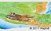 Physical Panoramic Map of Guatemala, political shades outside
