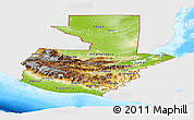 Physical Panoramic Map of Guatemala, single color outside, bathymetry sea
