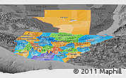 Political Panoramic Map of Guatemala, darken, desaturated