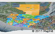 Political Panoramic Map of Guatemala, darken, semi-desaturated