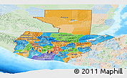 Political Panoramic Map of Guatemala, lighten, land only