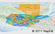 Political Panoramic Map of Guatemala, lighten