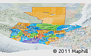 Political Panoramic Map of Guatemala, lighten, semi-desaturated