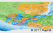 Political Panoramic Map of Guatemala, political shades outside