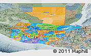 Political Panoramic Map of Guatemala, semi-desaturated