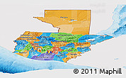 Political Panoramic Map of Guatemala, single color outside