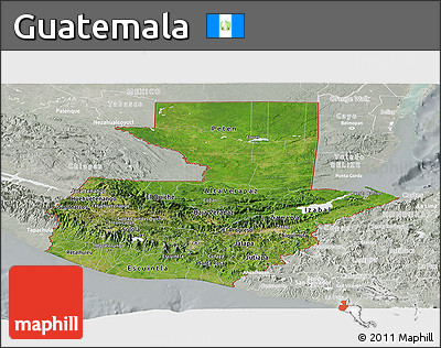 Satellite Panoramic Map of Guatemala, lighten, semi-desaturated