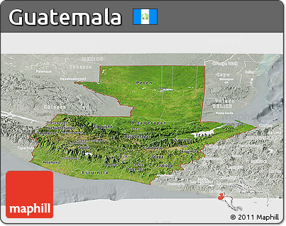 Satellite Panoramic Map of Guatemala, lighten, semi-desaturated