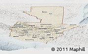 Shaded Relief Panoramic Map of Guatemala, lighten, semi-desaturated