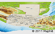 Shaded Relief Panoramic Map of Guatemala, physical outside