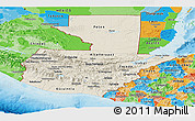 Shaded Relief Panoramic Map of Guatemala, political outside, shaded relief sea