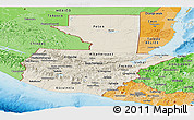 Shaded Relief Panoramic Map of Guatemala, political shades outside, shaded relief sea