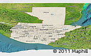 Shaded Relief Panoramic Map of Guatemala, satellite outside