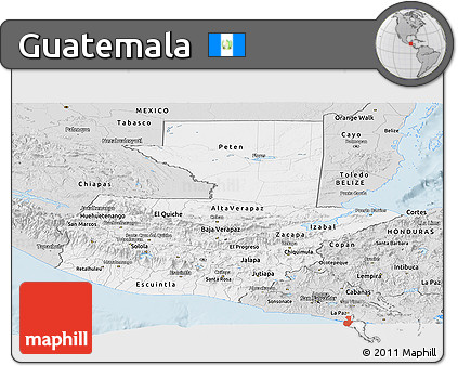 Silver Style Panoramic Map of Guatemala