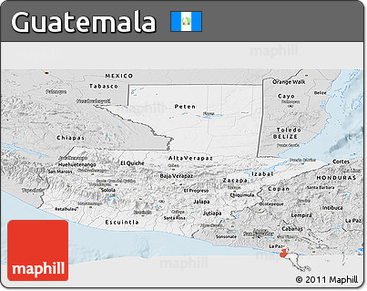 Silver Style Panoramic Map of Guatemala
