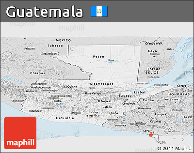 Silver Style Panoramic Map of Guatemala