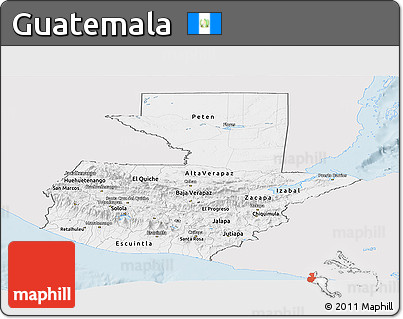 Silver Style Panoramic Map of Guatemala, single color outside