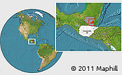 Satellite Location Map of Dolores, highlighted country, highlighted parent region, within the entire country