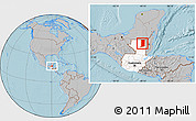 Gray Location Map of Flores, highlighted country, hill shading