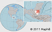 Gray Location Map of Flores, highlighted parent region, hill shading