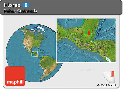 Satellite Location Map of Flores, within the entire country