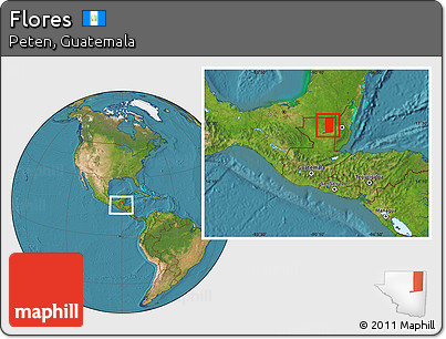 Satellite Location Map of Flores, within the entire country