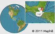 Satellite Location Map of Flores, highlighted country, within the entire country