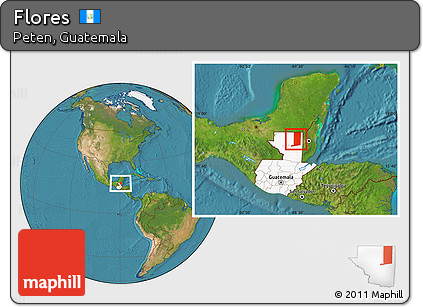 Satellite Location Map of Flores, highlighted country