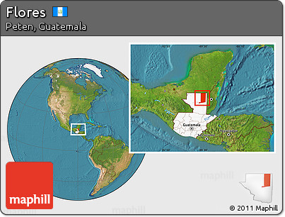 Satellite Location Map of Flores, highlighted country