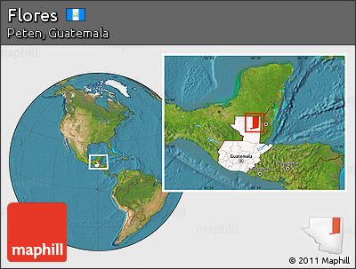 Satellite Location Map of Flores, highlighted country