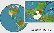 Satellite Location Map of Flores, highlighted country