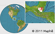 Satellite Location Map of Flores, highlighted parent region, within the entire country