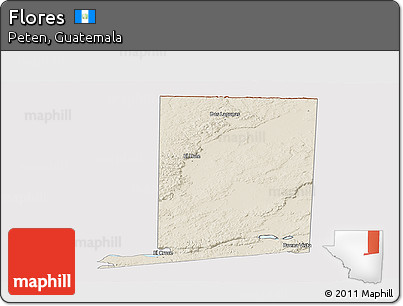 Shaded Relief Panoramic Map of Flores, cropped outside