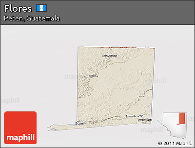 Shaded Relief Panoramic Map of Flores, cropped outside
