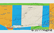 Shaded Relief Panoramic Map of Flores, political outside