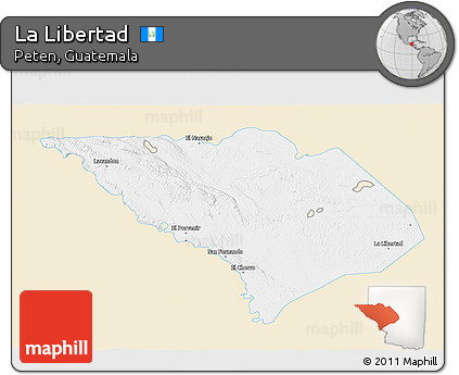 Classic Style 3D Map of La Libertad, single color outside